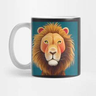 Toy Lion Illustration on a Turquoise Background. Great kids room decoration Mug